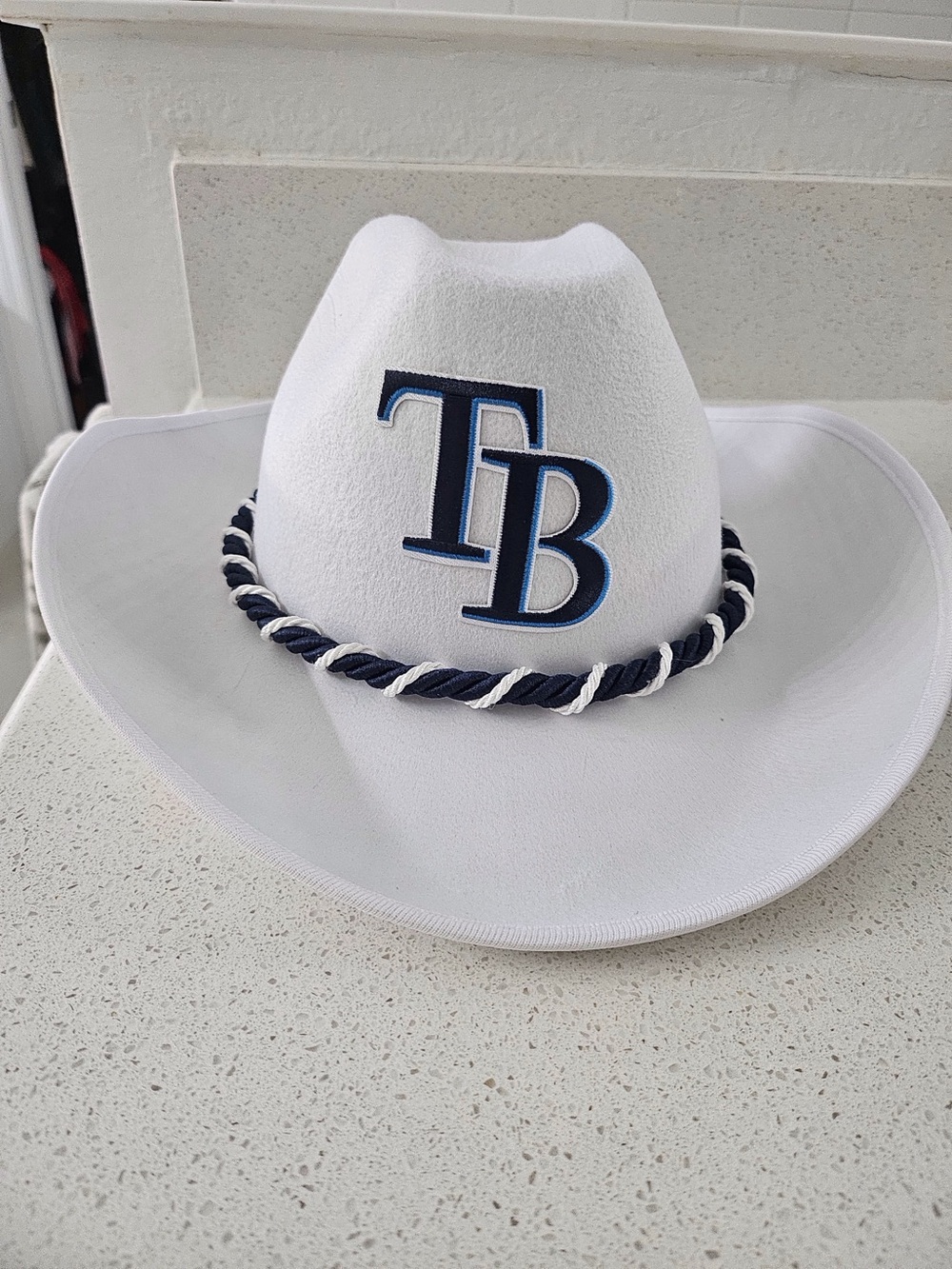 Tampa Bay Rays White Cowboy Hat with TB Logo